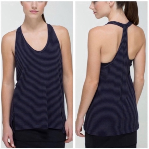 lululemon Mountain Tank Stripe Cadet Purple Black - Picture 1 of 14